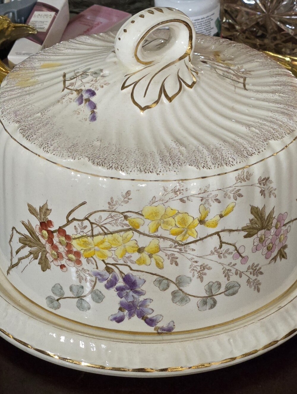 VTG Royal Bonn Floral Dome Lid Cheese or Butter Dish Holiday Party Entertaining